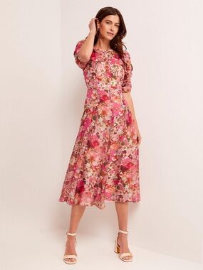ted baker ansa pleated dress Ted Baker Ansa Cross Front Pleated Midi Dress, Orange/Multi